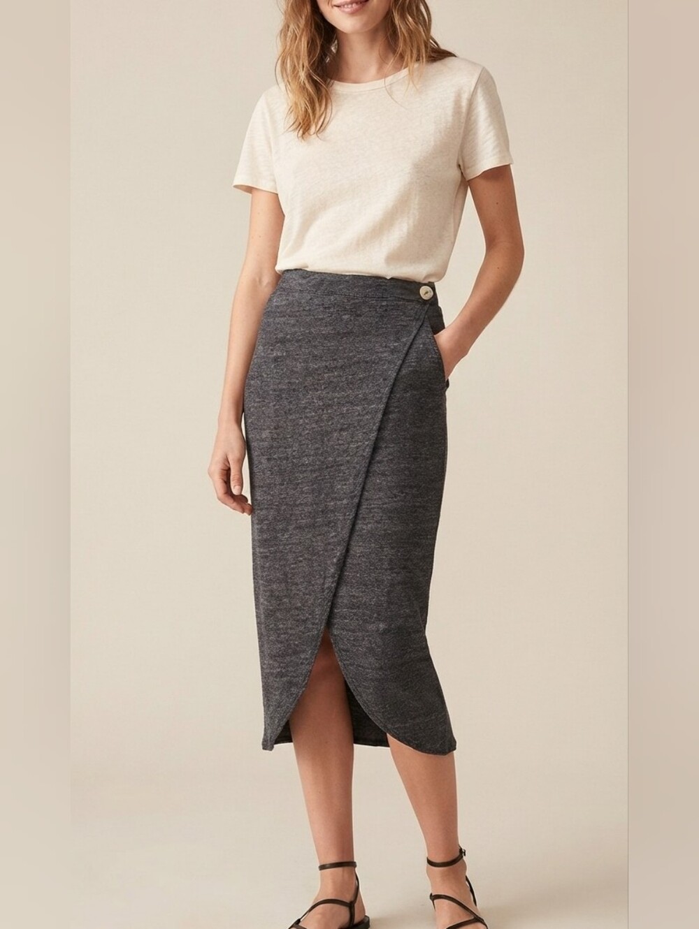 🆕 Nation LTD Marnie Wrap Skirt Sz XS Stretchy Comfortable Neutral Basics Beach